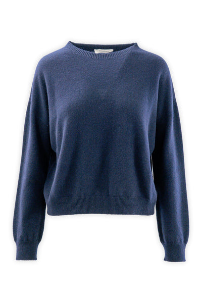 Cropped pure cashmere crewneck