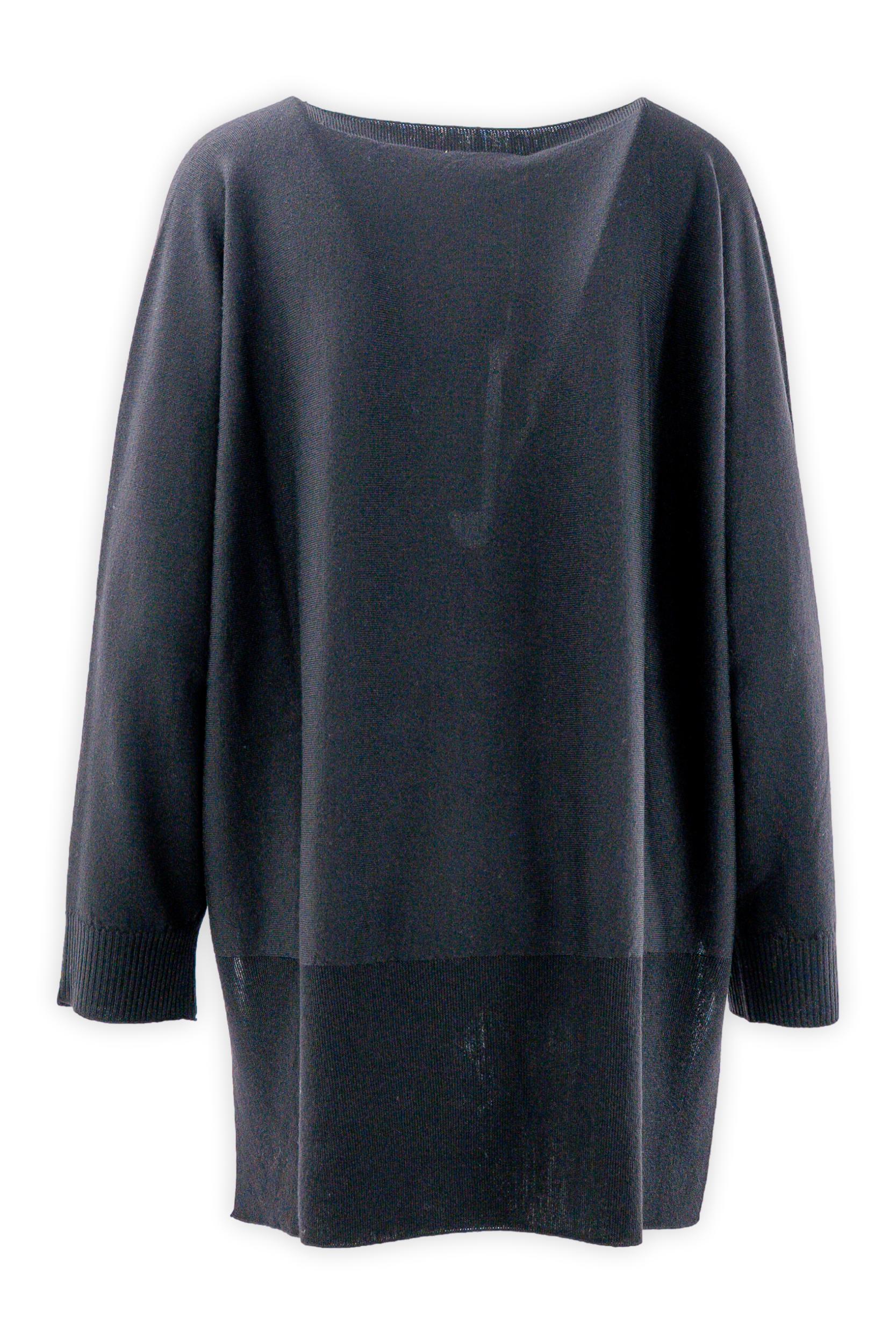 Maglia collo a barchetta curvy in pura lana