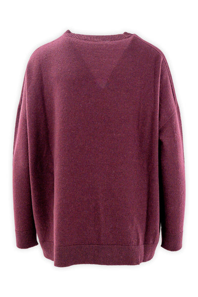 Oversized crew neck sweater in wool and cashmere