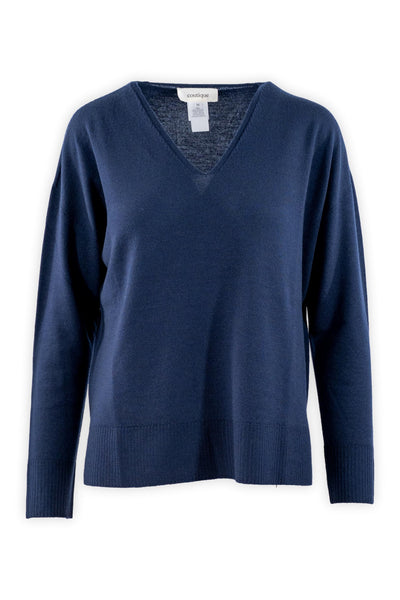 Maglia rasata in pura lana con scollatura V