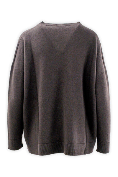 Oversized crew neck sweater in wool and cashmere
