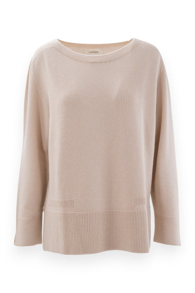 Oversized pure wool boat neck