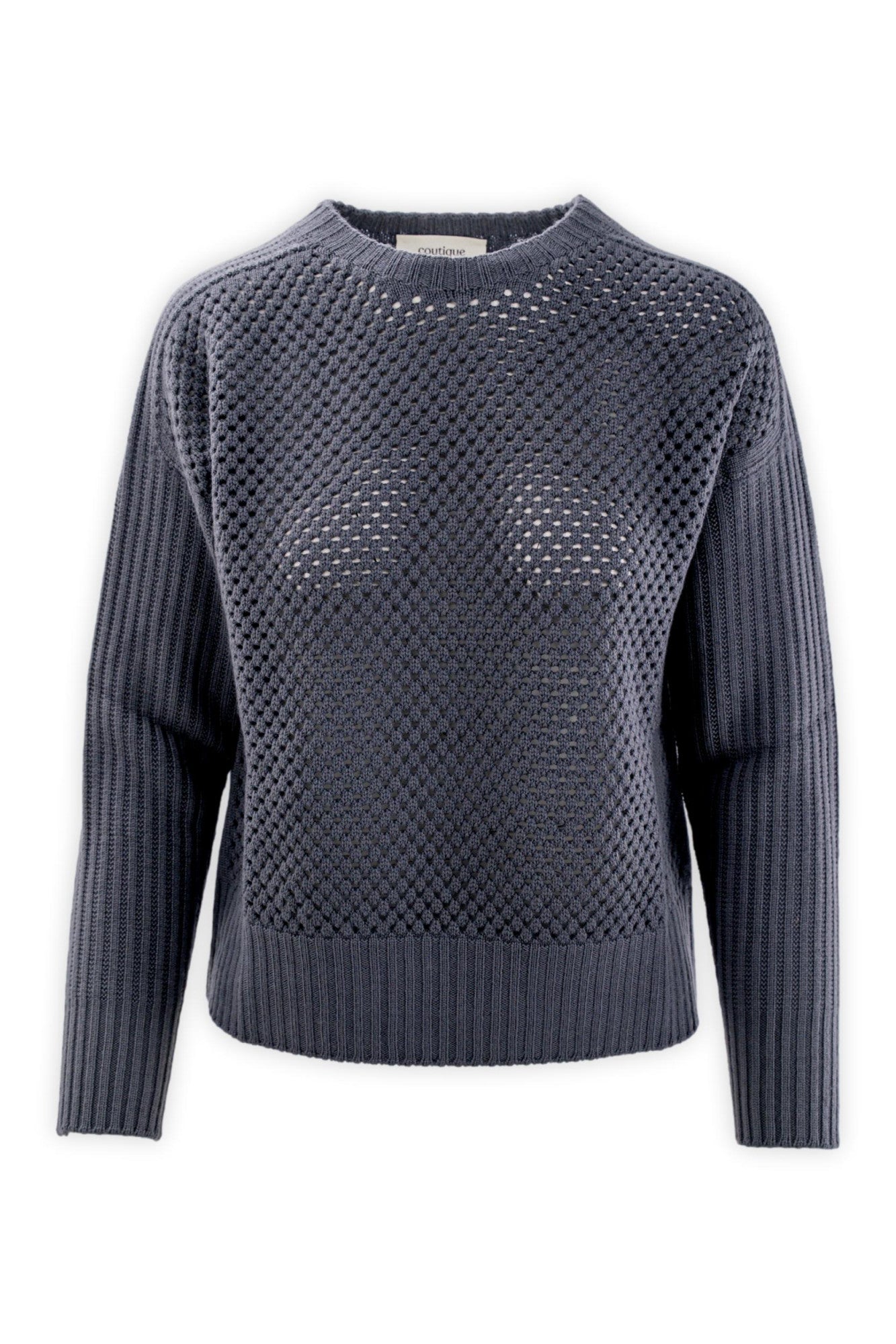 Maglia con trafori in pura lana merinos