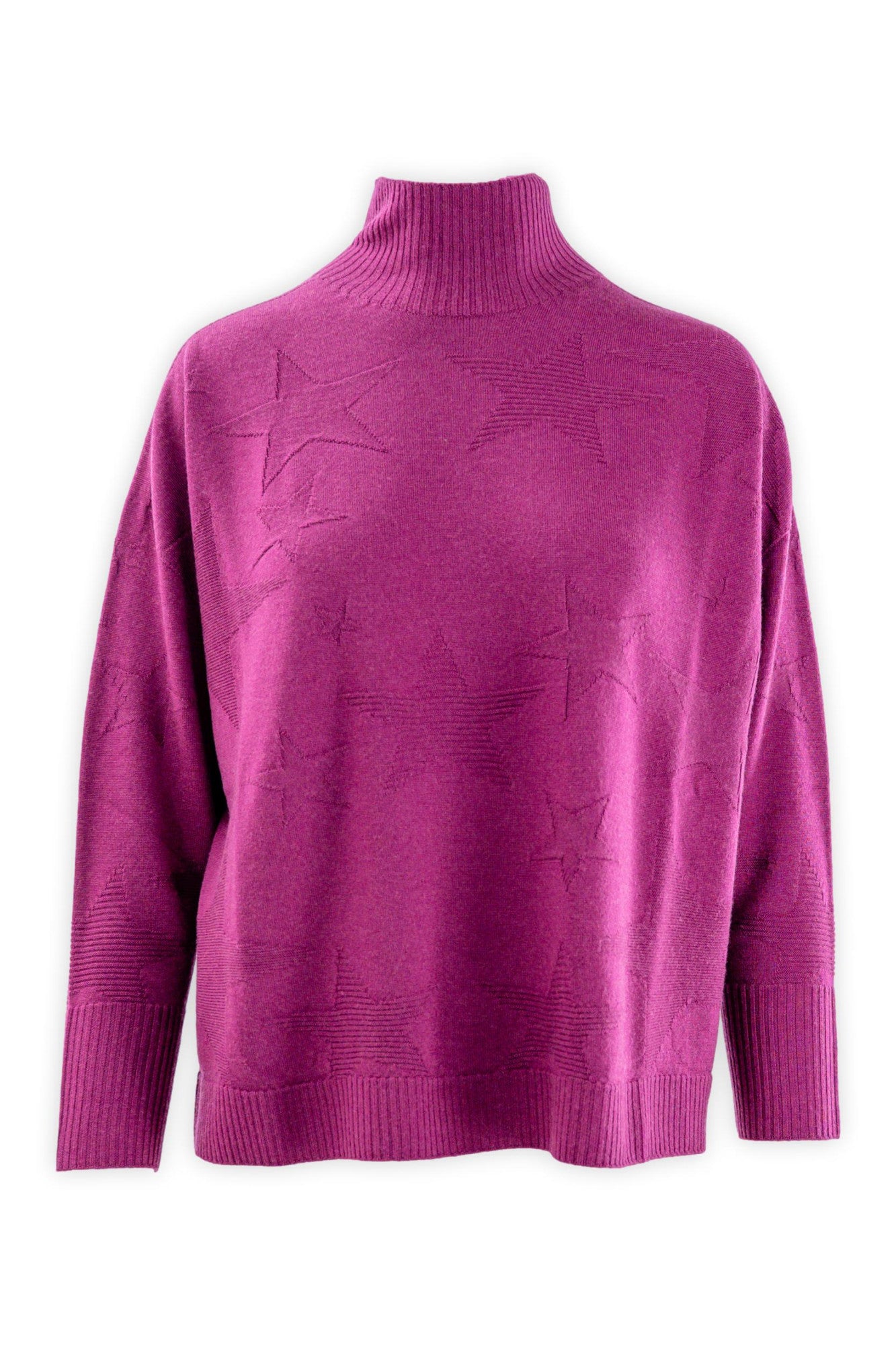 Maglia collo a vulcano operata in pura lana merinos