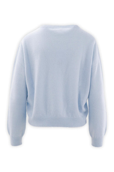 Cropped pure cashmere crewneck