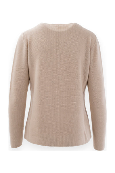 Round-neck sweater in rice stitch