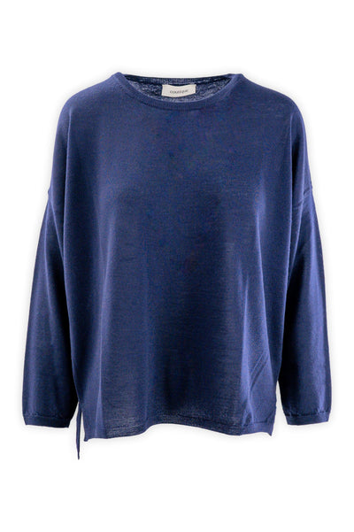 Crew neck sweater in 14 gauge combed wool