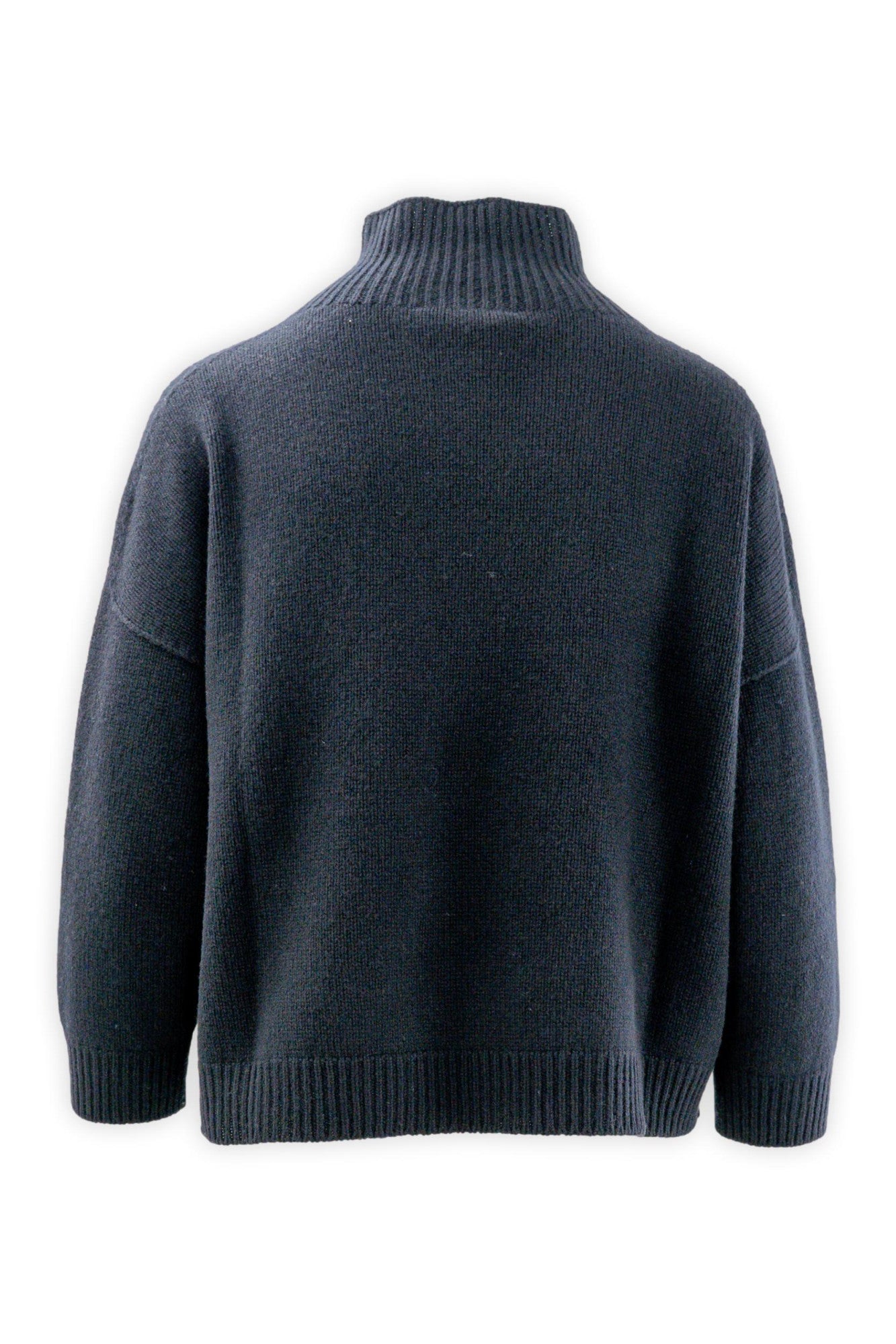 Maglia con collo a vulcano in puro cashmere finezza due fili