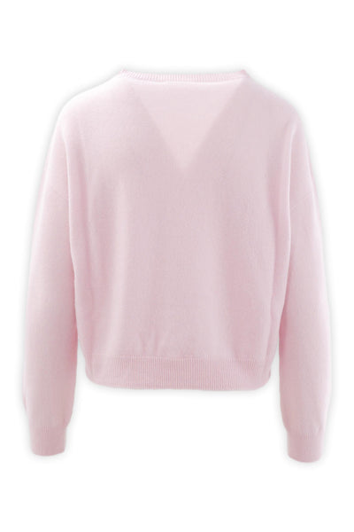 Cropped pure cashmere crewneck
