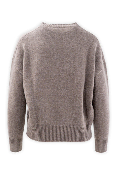 Crewneck in three-thread fine wool and cashmere