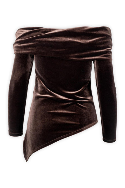 Maglia in ciniglia con collo drappeggiato