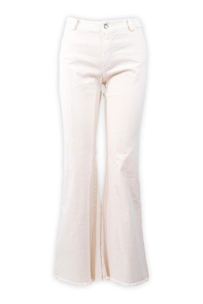 Pantalone flare con fondo sfrangiato