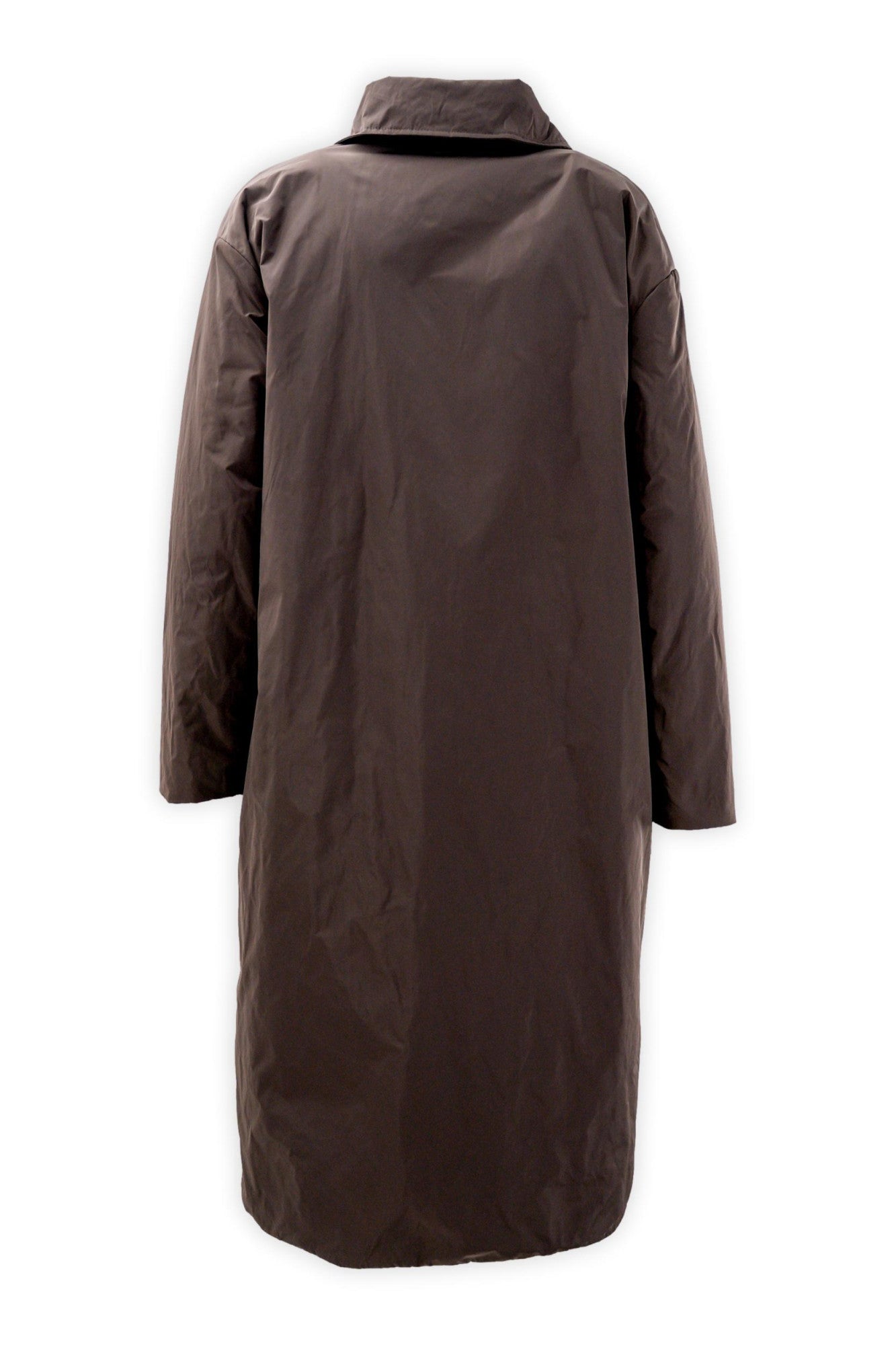 Cappotto in taffetà tecnico con chiusura a scomoarsa