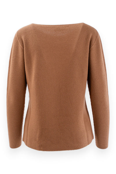 Round-neck sweater in rice stitch