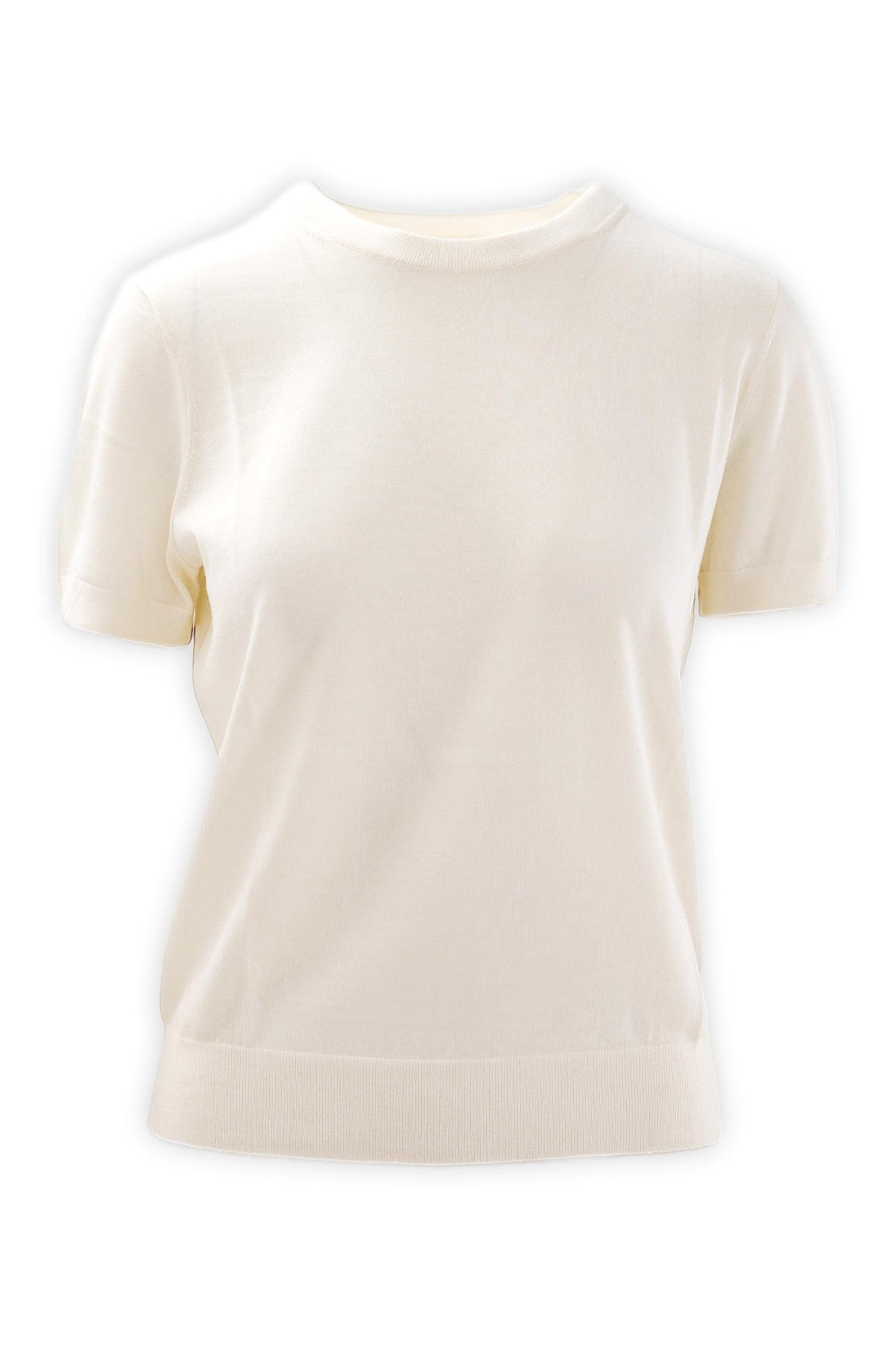 Maglia girocollo mezza manica in pura lana