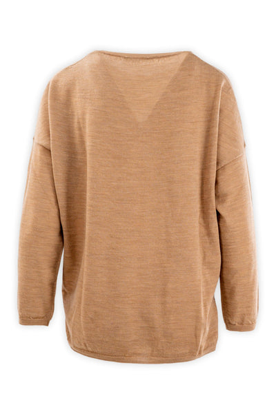 Crew neck sweater in 14 gauge combed wool
