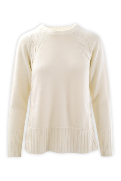 Pure merino wool crewneck with braids