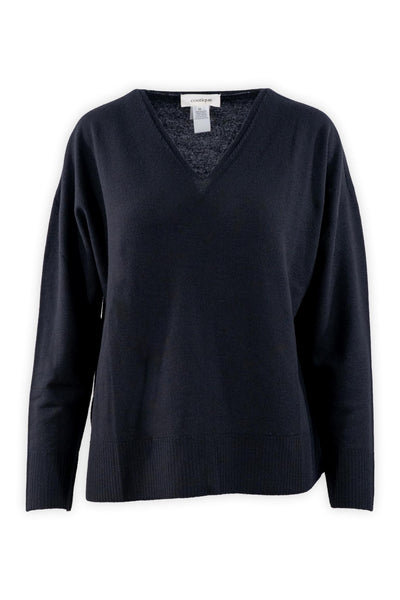 Maglia rasata in pura lana con scollatura V