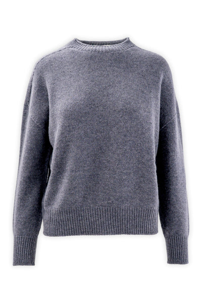 Crewneck in three-thread fine wool and cashmere