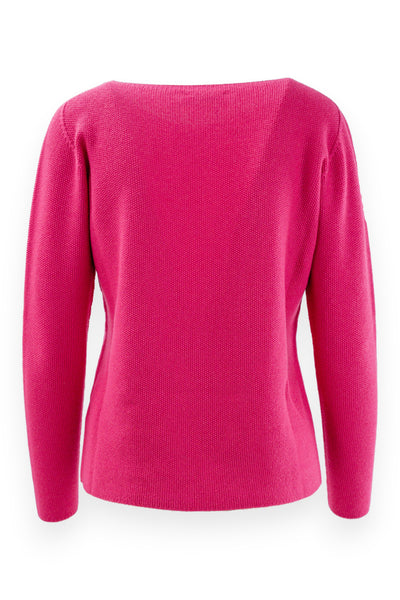 Round-neck sweater in rice stitch