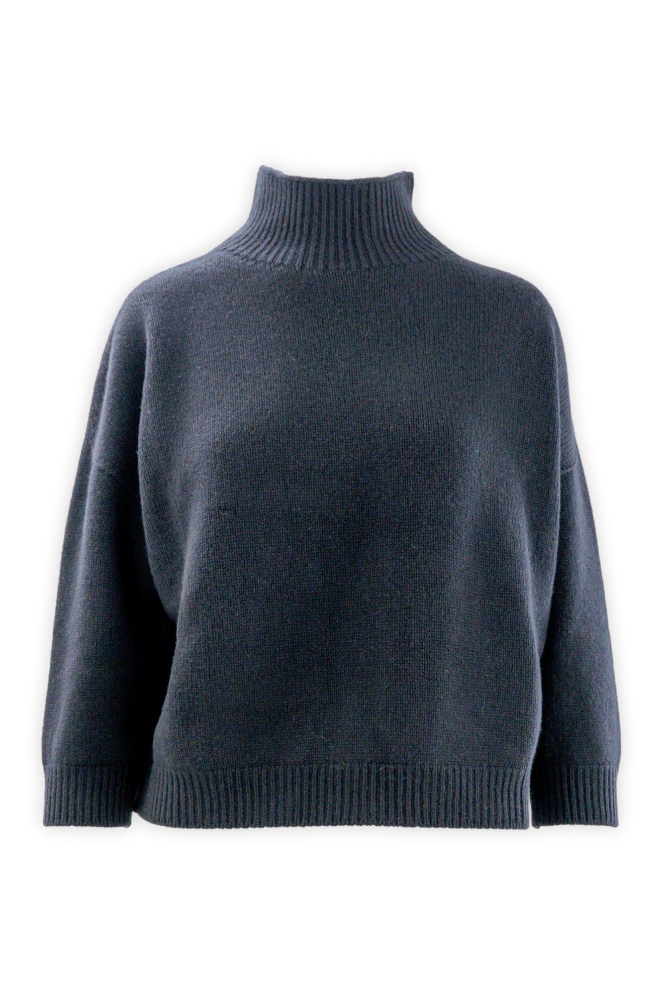 Maglia con collo a vulcano in puro cashmere finezza due fili