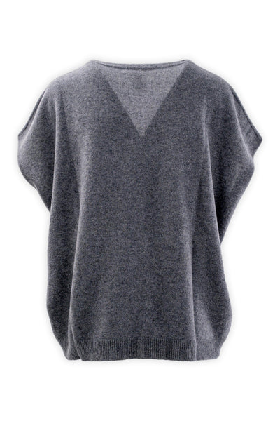 Sleeveless sweater with deep V-neck in pure cashmere