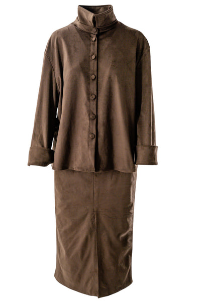 Midi Longuette Skirt in Alcantara with Slit