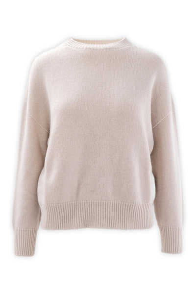 Crewneck in three-thread fine wool and cashmere