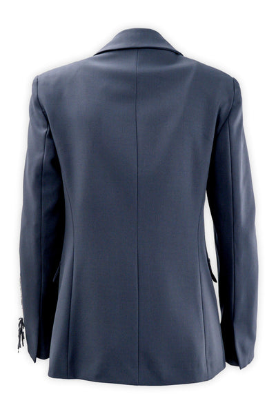 Single-breasted lined blazer with sleeve embroidery