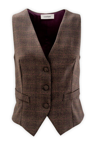 Gilet check foderato con pattine