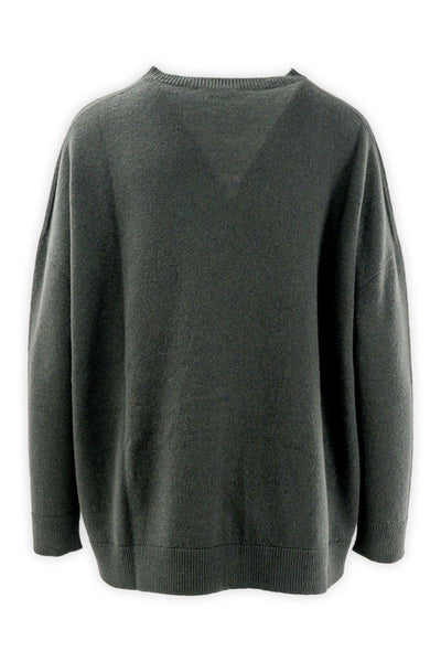 Oversized crew neck sweater in wool and cashmere