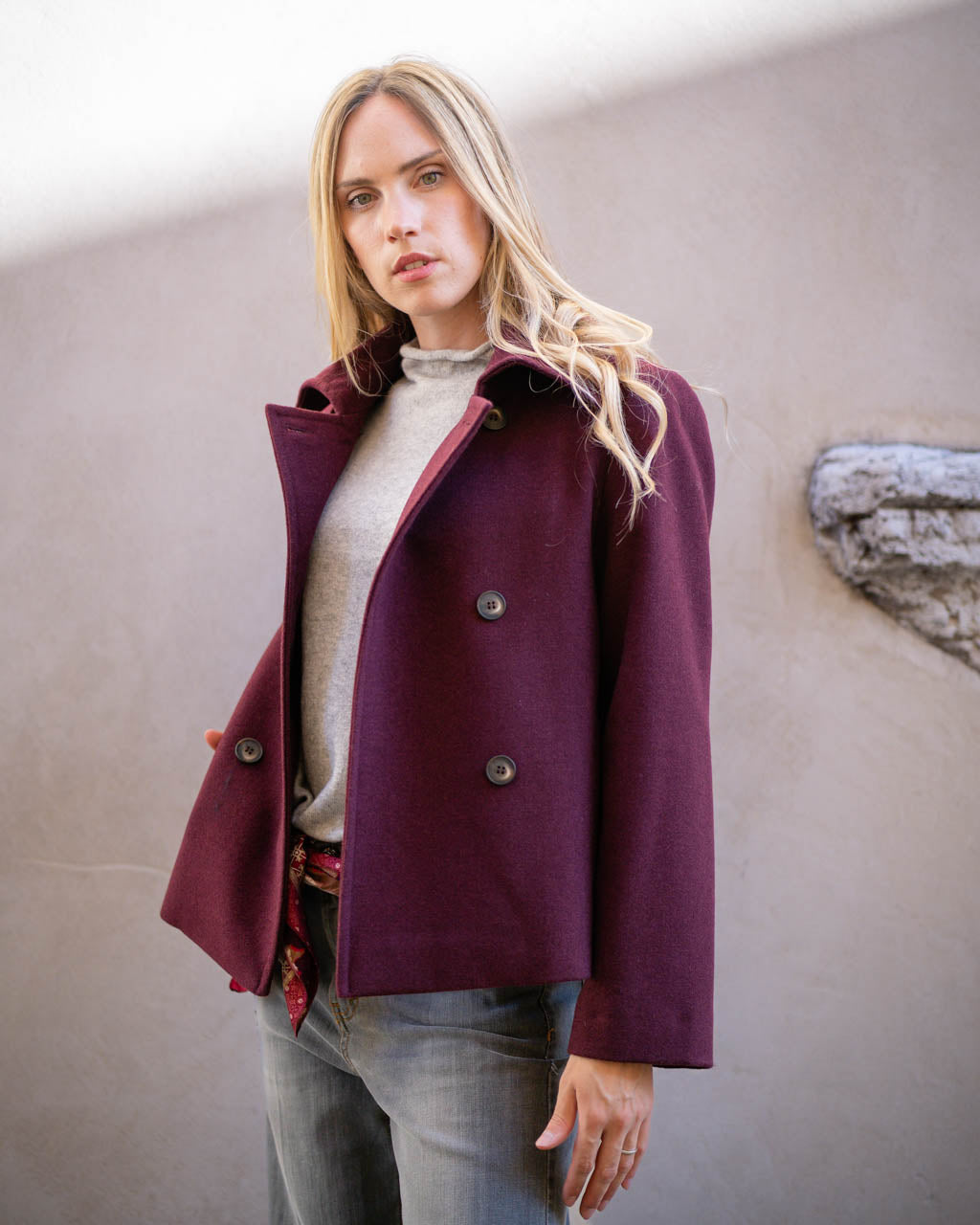 Maglia collo a cratere in lana e cashmere