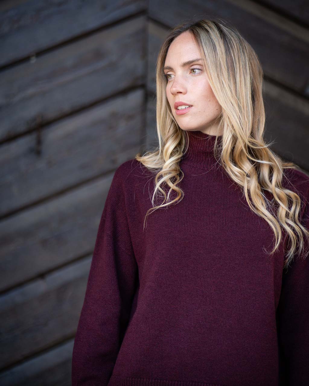 Wool and cashmere crater neck sweater