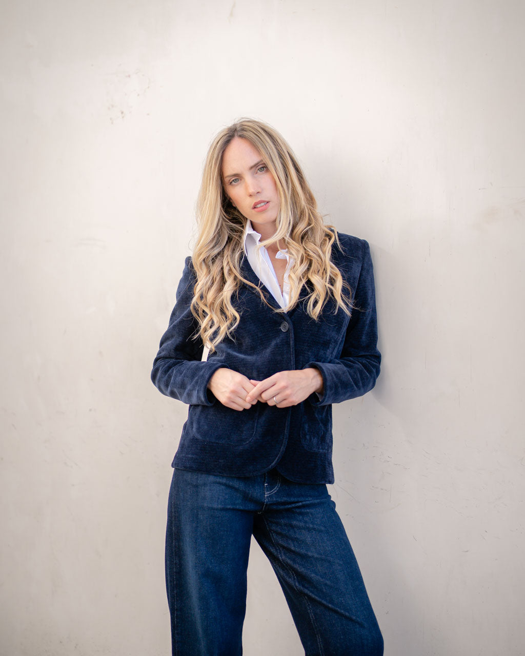 Camicia in cotone pregiato con bottoni diagonali