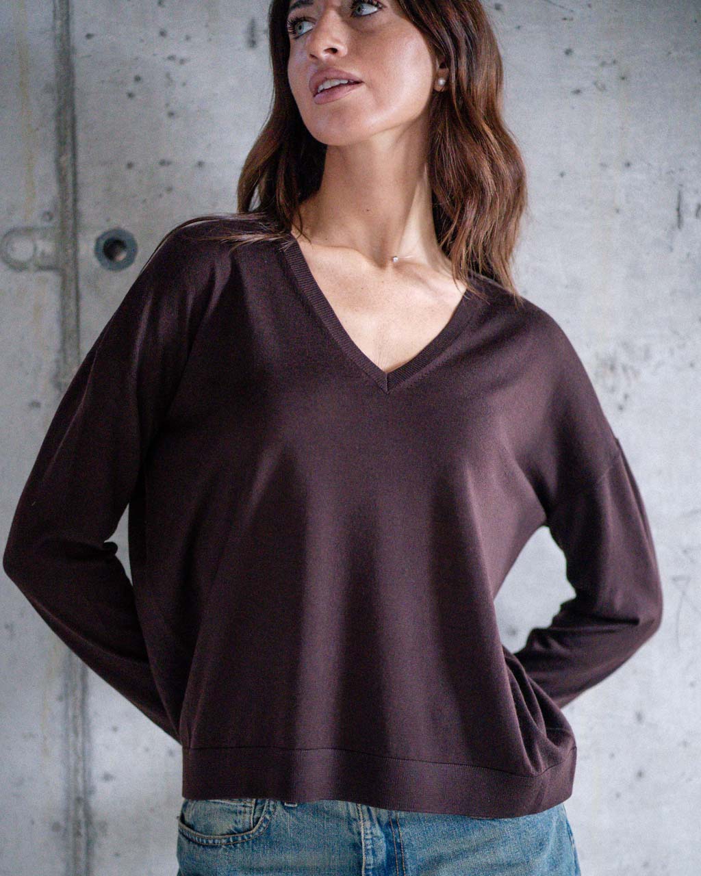 V-neck sweater in pure merino wool