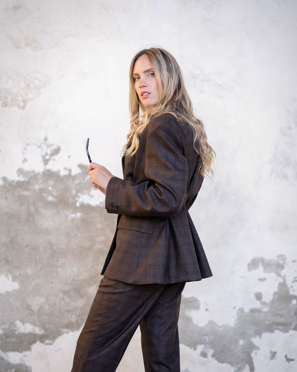 Gilet check foderato con pattine