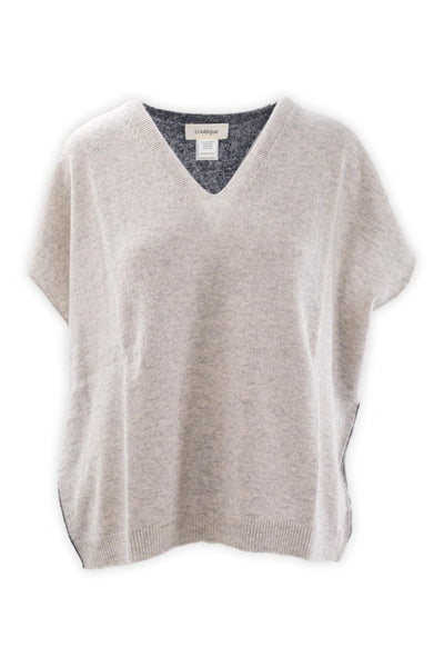 Sleeveless sweater with deep V-neck in pure cashmere