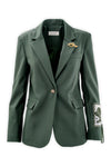 Blazer monopetto foderato con ricamo manica