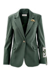 Blazer monopetto foderato con ricamo manica