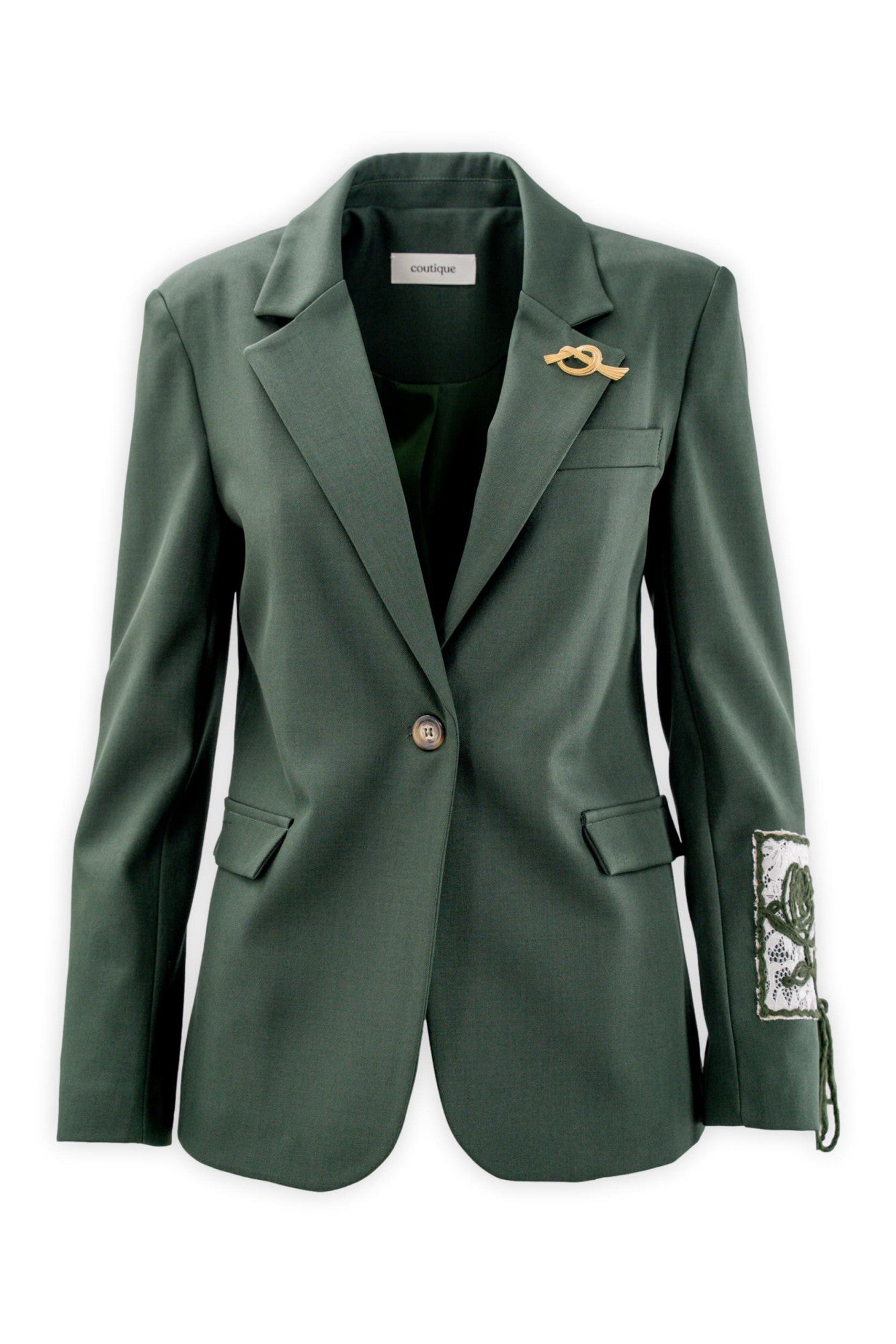 Blazer monopetto foderato con ricamo manica