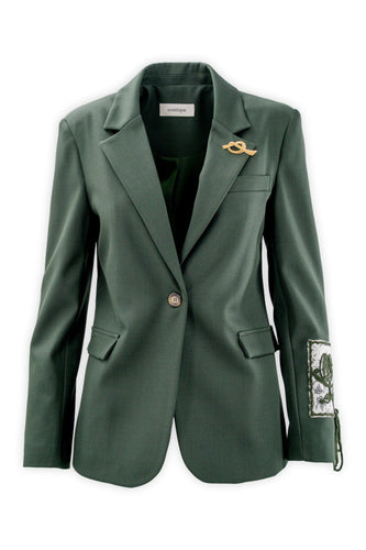 Blazer monopetto foderato con ricamo manica