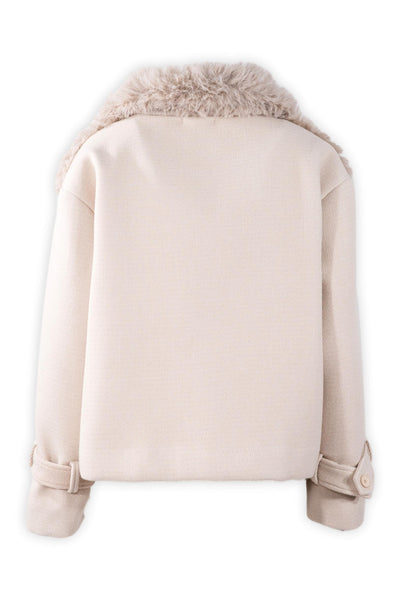 Giacca biker corta con eco-pelliccia