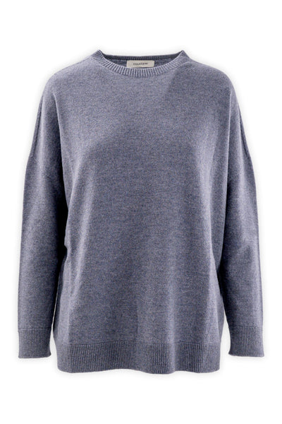 Oversized crew neck sweater in wool and cashmere