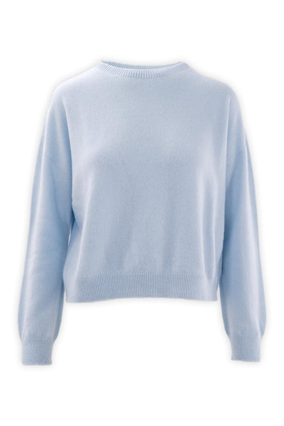 Cropped pure cashmere crewneck