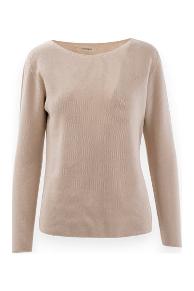 Round-neck sweater in rice stitch