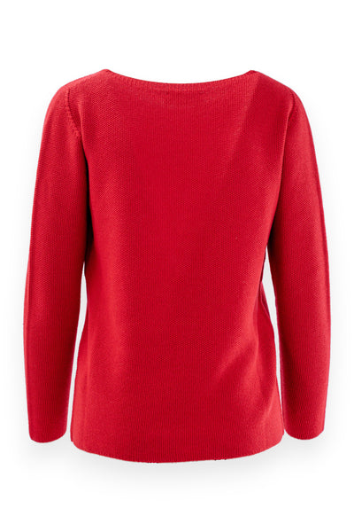 Round-neck sweater in rice stitch