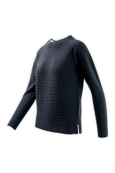 Pure wool crew neck sweater with striped pattern