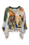 Camicia con manica pipistrello in fantasia
