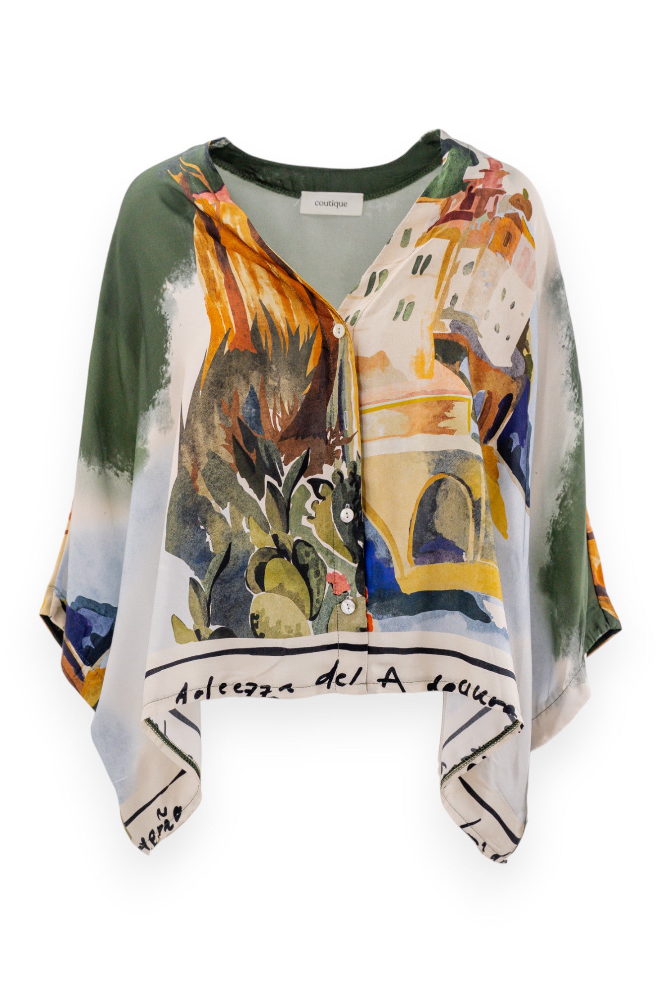 Camicia con manica pipistrello in fantasia