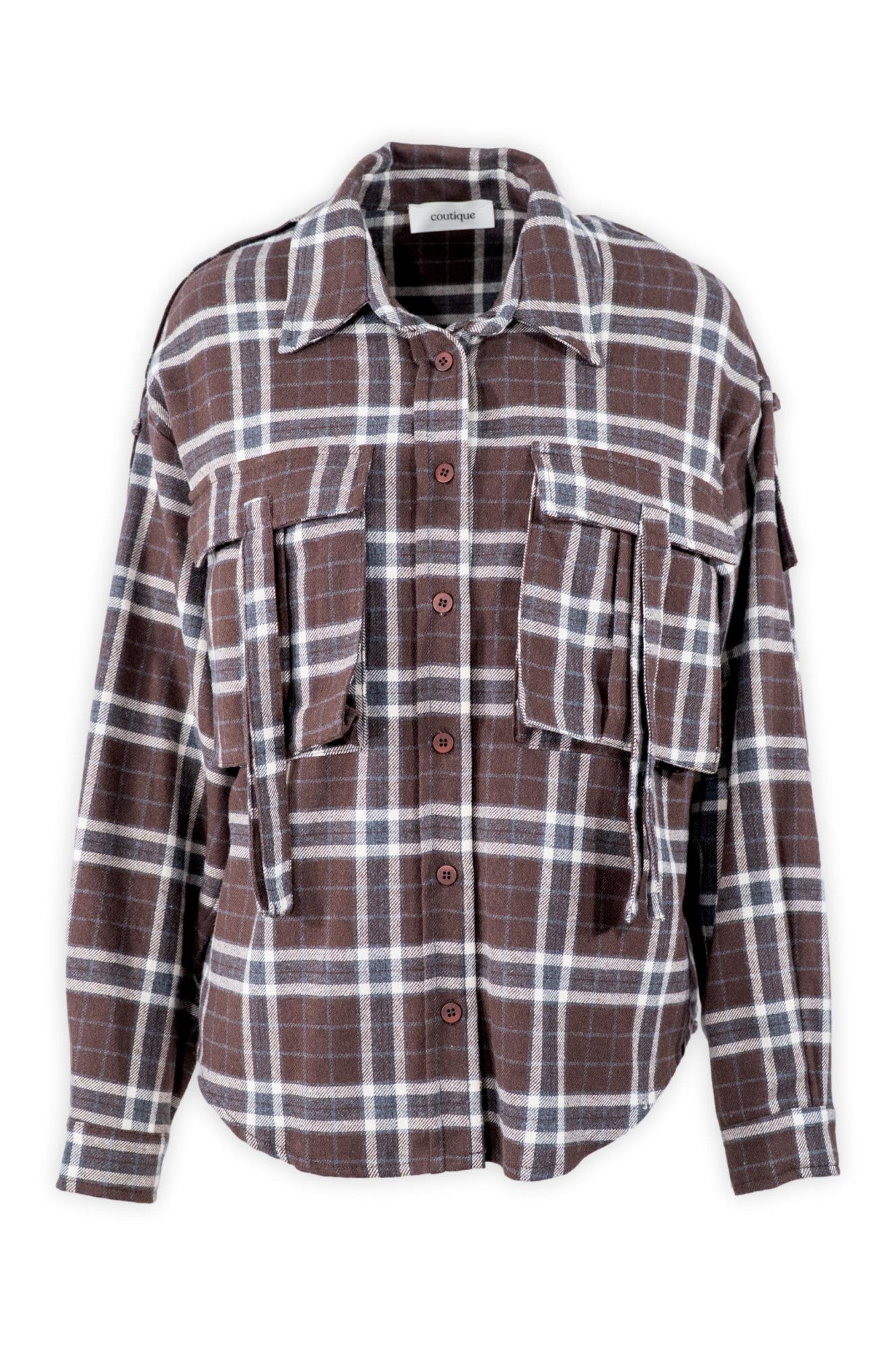 Plaid Flannel Shirt with Large Pockets and Buttons